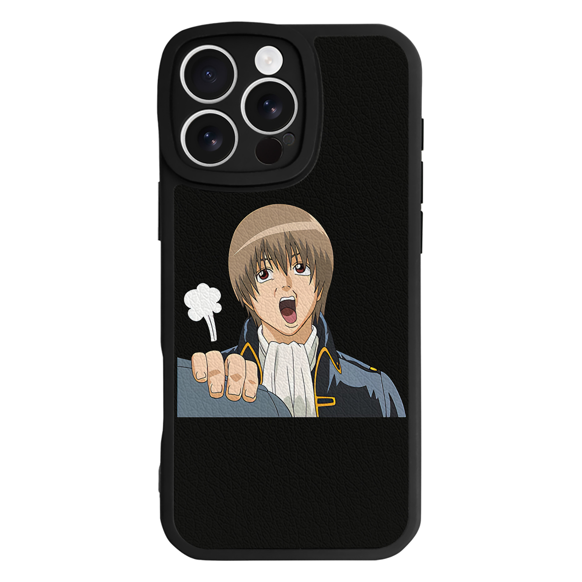 （画像用） ぎんたま 坂田銀時（さかたぎんとき） 神楽 志村新八（しむら しんぱち） GINTAMA Sakata Gintoki Kagura Shimura Shinpachi 【iPhone 16シリーズ対応】シリコンスマホケース（レザー調） 材質：シリコン